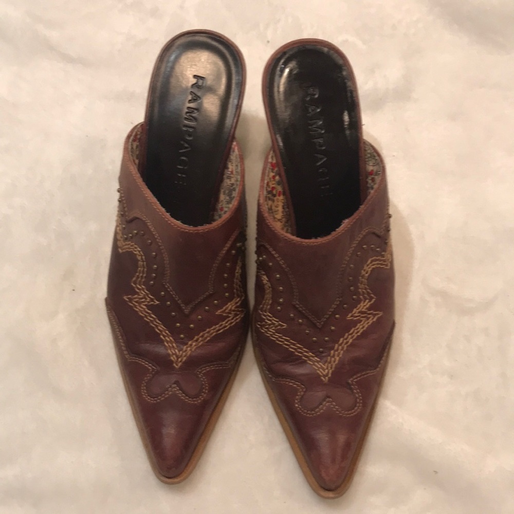 Rampage Slides Brown leather Western Size 7